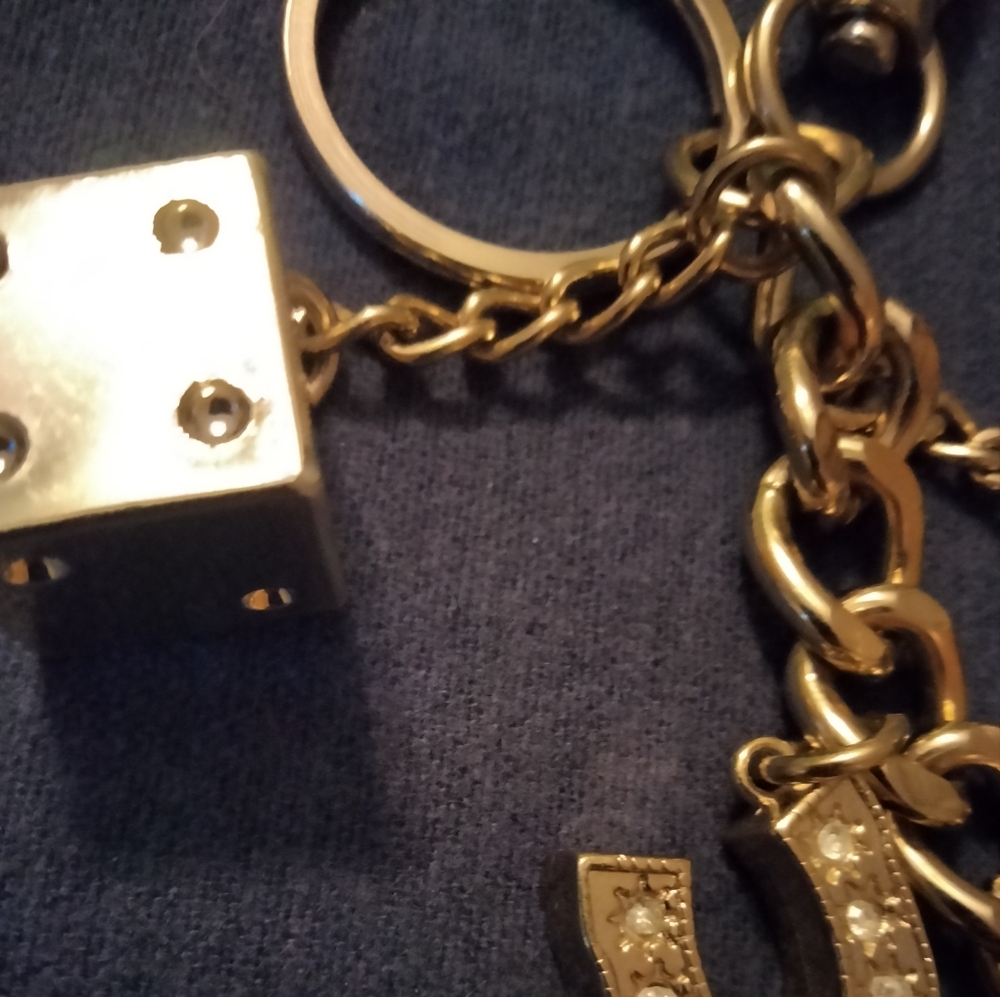3 for💲25🌟silver-tone metal keychain or bag purse charm LUCKY dice & horseshoe - Picture 4 of 4